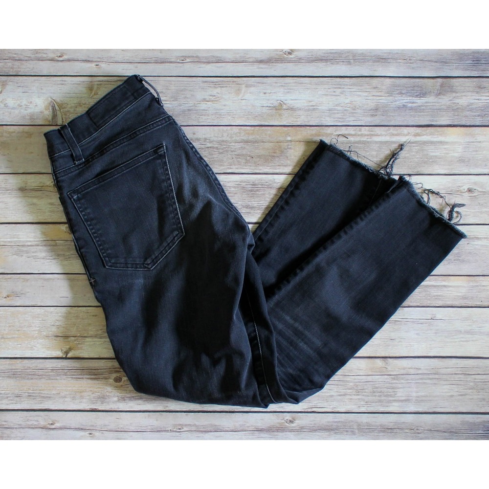 Imogene + Willie Jeans Womens 26 x 26 Black Denim Slim Straight Raw Hem Virginia